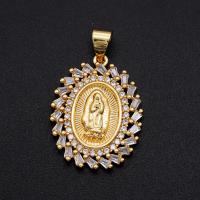 Cubic Zirconia Micro Pave Brass Pendant, Virgin Mary, plated, DIY & micro pave cubic zirconia, mixed colors, Sold By PC