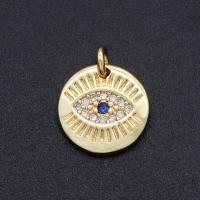 Evil Eye Pendants, Brass, plated, DIY & micro pave cubic zirconia, mixed colors, 11x11mm, Sold By PC