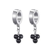 Huggie Hoop Drop Earring Stainless Steel with Plastic Pearl plated for woman Sold By Pair