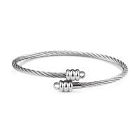 Stainless Steel Cuff Bangle, Unisex, silver color, 68x3mm, Sold By PC