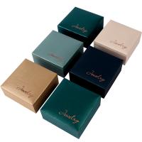Smycken Gift Box, Papper, med Svamp & Velveteen & Plast, Bärbara & med bokstaven mönster, fler färger för val, 90x90x40mm, Säljs av PC