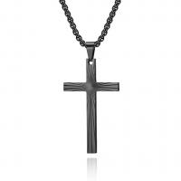 Stainless Steel Jewelry Necklace, Cross, plated, fashion jewelry & Unisex, more colors for choice, 30x50mm, 3mm, Sold Per Approx 23.6 Inch Strand