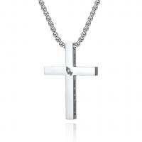 Stainless Steel Jewelry Necklace, Cross, plated, fashion jewelry & Unisex, more colors for choice, 32x43mm, 2.5mm, Sold Per Approx 23.6 Inch Strand
