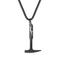 Stainless Steel Jewelry Necklace hammer plated Unisex & with letter pattern 3mm Sold Per Approx 23.6 Inch Strand
