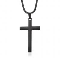 Stainless Steel Jewelry Necklace, Cross, plated, Unisex & oval chain, more colors for choice, 30x50mm, 3mm, Sold Per Approx 23.6 Inch Strand