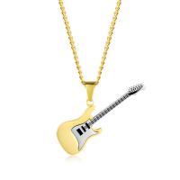 Titanstahl Halskette, mit Verlängerungskettchen von 1.96inch, Gitarre, plattiert, drehbare & unisex & Twist oval & mit Brief Muster, keine, 52x17mm, 3mm, verkauft per ca. 23.6 ZollInch Strang