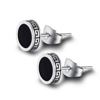 Titanium Steel  Earring Flat Round Unisex & enamel 7.80mm Sold By PC