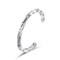 Titanium Steel Cuff Bangle with letter pattern & for man original color 5mm Sold By PC