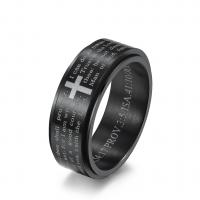 Titanium Steel Finger Ring plated rotatable & Unisex & with letter pattern 8mm US Ring Sold By PC