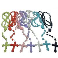 Rosary Necklace, Plastic, Crucifix Cross, Unisex, more colors for choice, 45x27mm, Length:29.13 Inch, Sold By PC