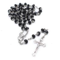Rosary Necklace, Tibetan Style, with Crystal, Crucifix Cross, Unisex, more colors for choice, nickel, lead & cadmium free, 4.2*2.3cm,1.2*2cm,6*8mm, Length:21.56 Inch, Sold By PC