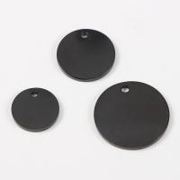 Stainless Steel Tag Charm Round polished DIY black Sold By PC