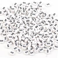 Alphabet Acrylic Beads, Round, DIY, mixed colors, 7x4mm, 100PCs/Bag, Sold By Bag