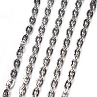 Rustfrit stål Oval Chain, Stainless Steel, forgyldt, sølv, 5m/Bag, Solgt af Bag