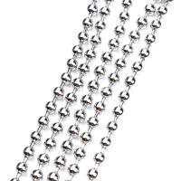 Stainless Steel Ball Chain, plated, silver color, 5m/Bag, Sold By Bag