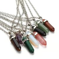Natural Gemstone Necklace, Tibetan Style, with Natural Stone, Unisex, more colors for choice, 13x40mm, Length:45 cm, Sold By PC