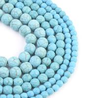Perles turquoises, turquoise, Rond, poli, DIY & facettes, bleu, Vendu par 38 cm brin