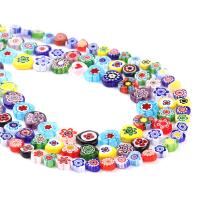 Millefiori Slice Lampwork Beads, Heart, printing, DIY, mixed colors, Sold Per 38 cm Strand