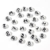 Grânulos acrílicos de alfabeto, acrilico, Roda, DIY & com padrão de carta, cores misturadas, 7x3.80mm, 100PCs/Bag, vendido por Bag