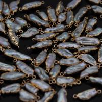 perla d'acquadolce coltivata naturalmente connettore, with ottone, Irregolare, placcato color oro, Naturale & gioielli di moda & DIY, 7x15-8x25mm, Venduto da PC
