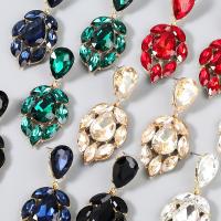 Pendientes de Aleación de Zinc, chapado, Joyería & para mujer & con diamantes de imitación, más colores para la opción, 62x27mm, Vendido por Par
