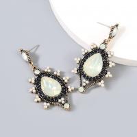 Zinc Alloy Drop Earrings with acrylic rhinestone & ABS Plastic Pearl plated fashion jewelry & for woman white Sold By Pair