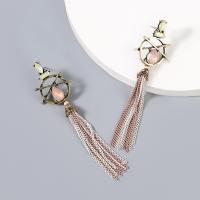 Tibetan Style Drop Earrings, with Acrylic, plated, fashion jewelry & for woman, pink, 90x25mm, Sold By Pair