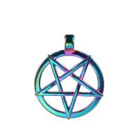 Tibetan Style Pendants, pentagram, colorful plated, DIY, multi-colored, 26.60x32.70mm, Length:45 cm, Sold By PC