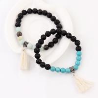 Gemstone Bracelets, Natural Stone, with Alloy, Round, polished, DIY & Unisex, more colors for choice, 8x4mm, Length:18 cm, Sold By PC