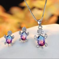Zinc Alloy Jewelry Sets earring & necklace with Crystal Turtle platinum plated fashion jewelry & for woman nickel lead & cadmium free 16mm 7.9mm 5.8mm Length Approx 17.7 Inch Sold By Set