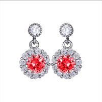 Cubic Zircon (CZ) Drop Earring, Tibetan Style, Geometrical Pattern, plated, micro pave cubic zirconia & for woman, nickel, lead & cadmium free, 15mm, Sold By Pair