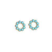Turquoise Earring Zinc Alloy Round plated for woman & hollow nickel lead & cadmium free 12mm Sold By Pair