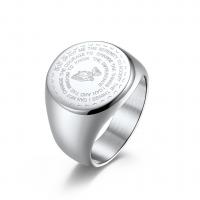 Titantium Steel finger ring, Titan Stål, plated, Unisex & olika storlek för val & med bokstaven mönster, fler färger för val, 18mm, Storlek:7-12, Säljs av PC