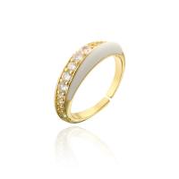 Messing Manchet Finger Ring, gold plated, Verstelbare & micro pave zirconia & voor vrouw & glazuur, meer kleuren voor de keuze, Binnendiameter:Ca 18mm, Verkocht door PC