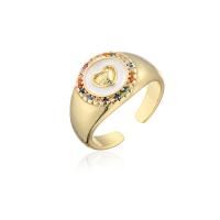 Messing Manchet Finger Ring, gold plated, Verstelbare & verschillende ontwerpen voor de keuze & micro pave zirconia & voor vrouw & glazuur, Binnendiameter:Ca 18mm, Verkocht door PC