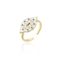 Brass Cuff Finger Ring, gold color plated, Adjustable & micro pave cubic zirconia & for woman & enamel, more colors for choice, Inner Diameter:Approx 18mm, Sold By PC
