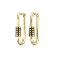 Brass Huggie Hoop Earring 18K gold plated micro pave cubic zirconia & for woman Sold By Pair
