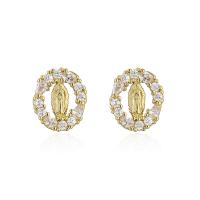 Cubic Zirconia Micro Pave Brass Earring 18K gold plated micro pave cubic zirconia & for woman & hollow Sold By Pair