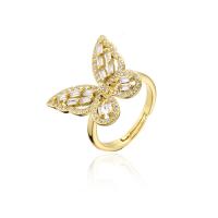 Cubic Zirconia Micro Pave Brass Ring, Butterfly, 18K gold plated, micro pave cubic zirconia & for woman, more colors for choice, Sold By PC