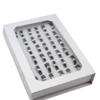 ROSTFRITT STÅL ring Set, finger ring, Unisex, silver, 6mm, 36PC/Box, Säljs av Box