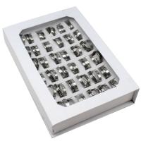 Edelstahl Ring Set, Fingerring, unisex & mit Strass, gemischte Farben, 4mm, 36PCs/Box, verkauft von Box