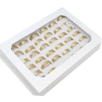Edelstahl Ring Set, Fingerring, unisex & mit Strass, goldfarben, 8mm, 36PCs/Box, verkauft von Box