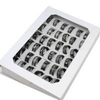 Edelstahl Ring Set, Fingerring, unisex, metallschwarze Farbe, 8mm, 36PCs/Box, verkauft von Box