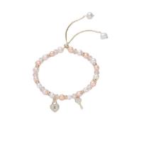 Freshwater Cultured Pearl Bracelet, Freshwater Pearl, with Quartz & Stainless Steel, for woman & with rhinestone, mixed colors, Length:15.5 cm, Sold By PC