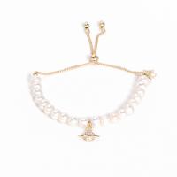 Freshwater Cultured Pearl Bracelet, Freshwater Pearl, with Stainless Steel, for woman & with rhinestone, mixed colors, Length:19 cm, Sold By PC