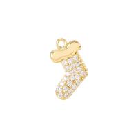 Rhinestone Brass Pendants, plated, Christmas Design & fashion jewelry & for woman & with rhinestone, golden, Sold By PC