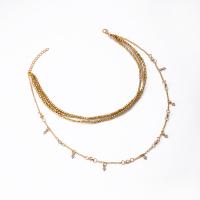 Multi Layer Necklace Zinc Alloy with 1.97 extender chain plated fashion jewelry & multilayer & for woman golden Length 19.3 Inch Sold By PC