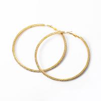 alliage de zinc boucle d'oreille cercle, Placage, bijoux de mode & pour femme & avec strass, doré, Vendu par paire