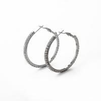 Zinc Alloy Hoop Earring plated fashion jewelry & for woman & with rhinestone original color Sold By Pair