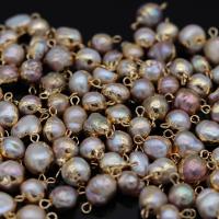Freshwater Pearl Kontaktdon, med Mässing, guldfärg pläterade, Naturligt & mode smycken & DIY, 8x16-10x18mm, Säljs av PC